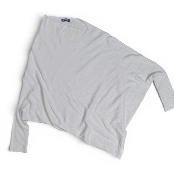 Alpini Knitwear Sweaters - Alpini Knitwear Made in Italy Grey Asymmetrical Oversized Knit Poncho Sweater